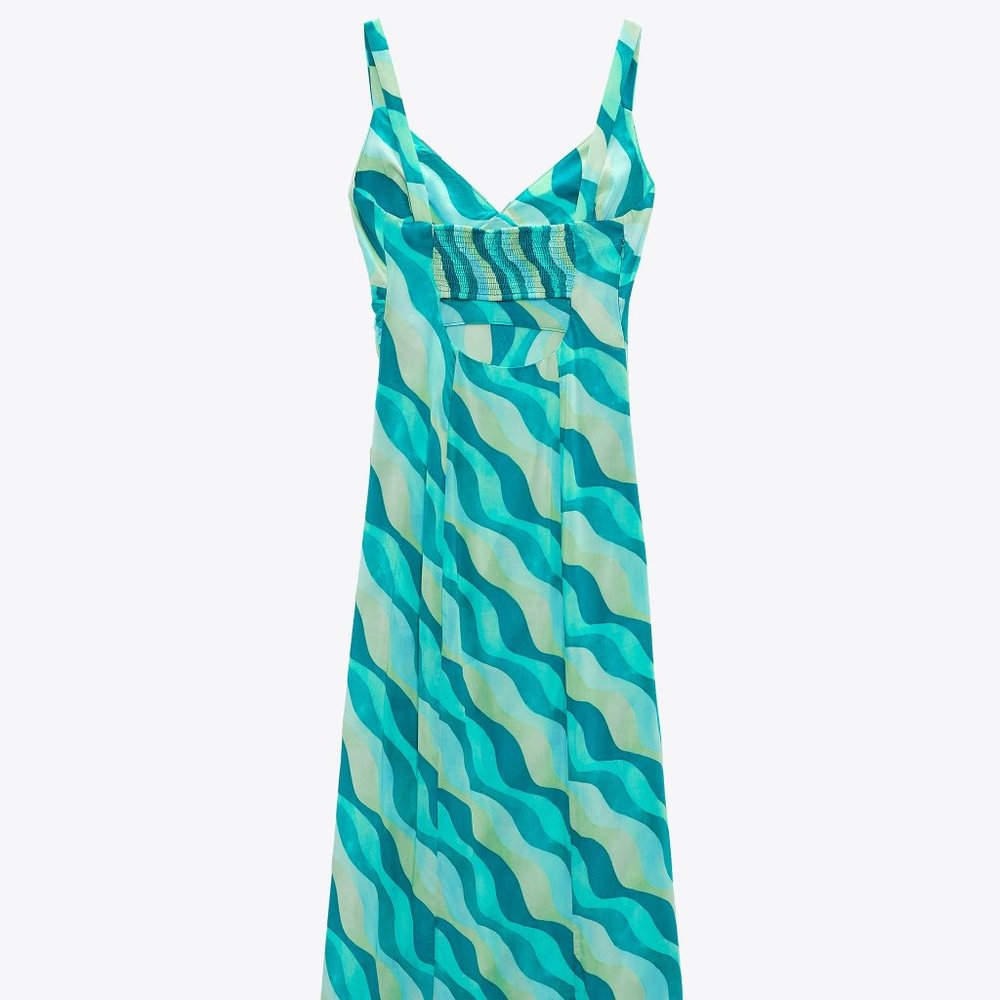 zara green swirl dress Zara green swirl silky dress only worn once, will
